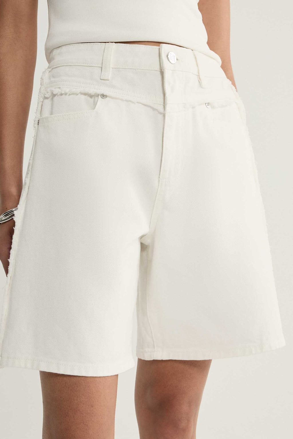 Perkins Denim Short in Ivory