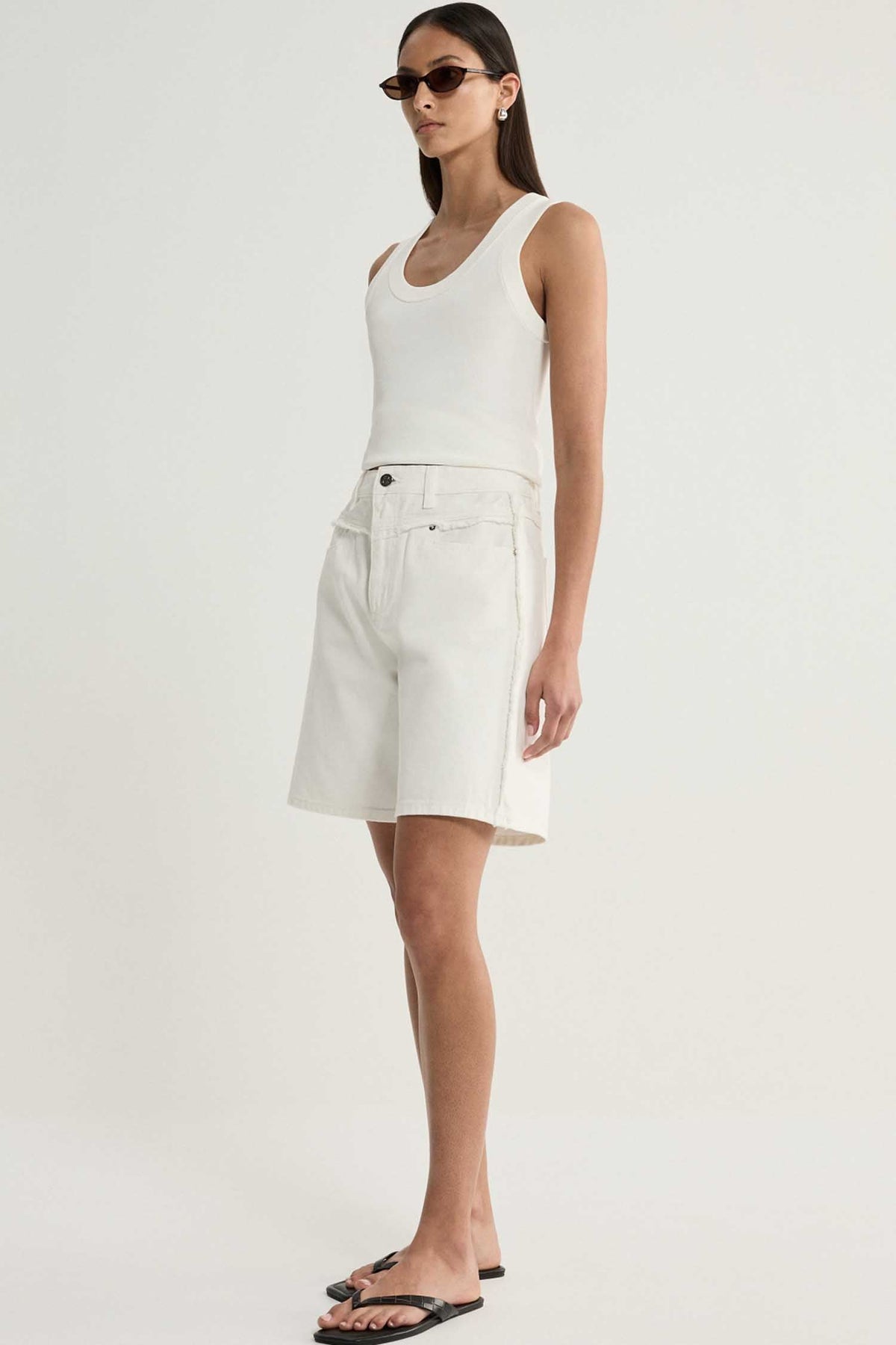 Perkins Denim Short in Ivory