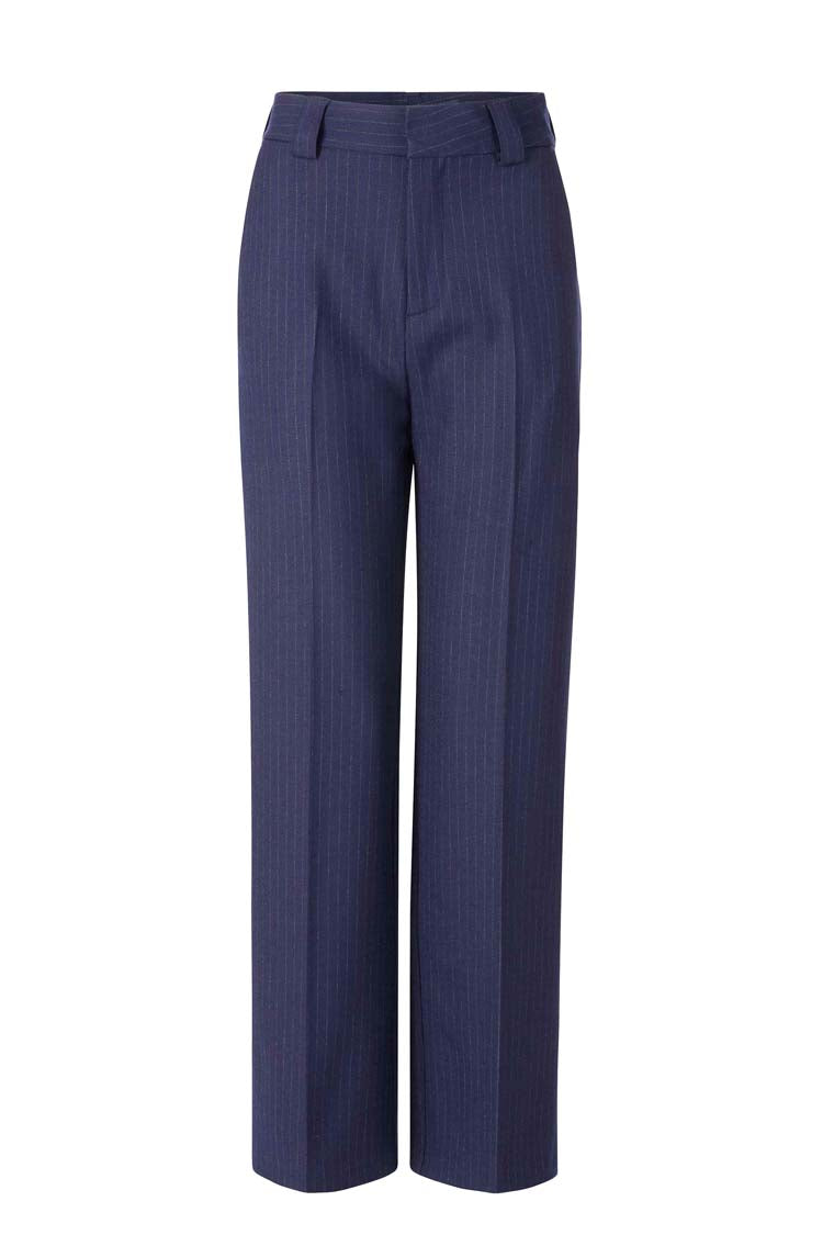 Pinstripes Straight Pants in Midnight Blue | FINAL SALE