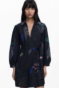 Pisos Shirt Dress in Black