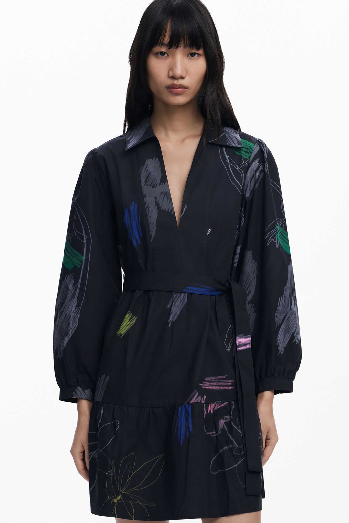 Pisos Shirt Dress in Black