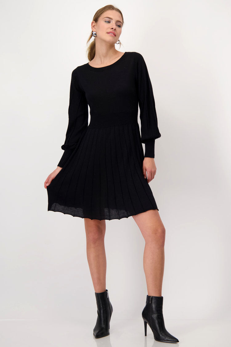 Pleated Knit Mini Dress
