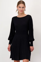 Pleated Knit Mini Dress