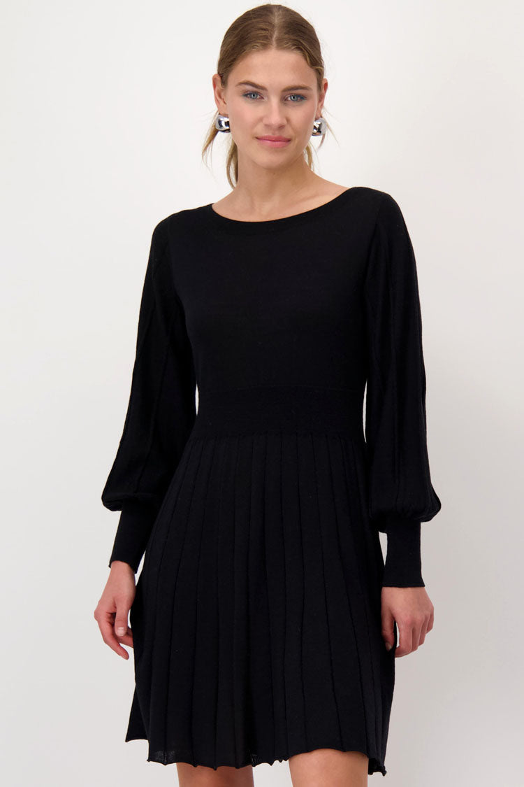 Pleated Knit Mini Dress