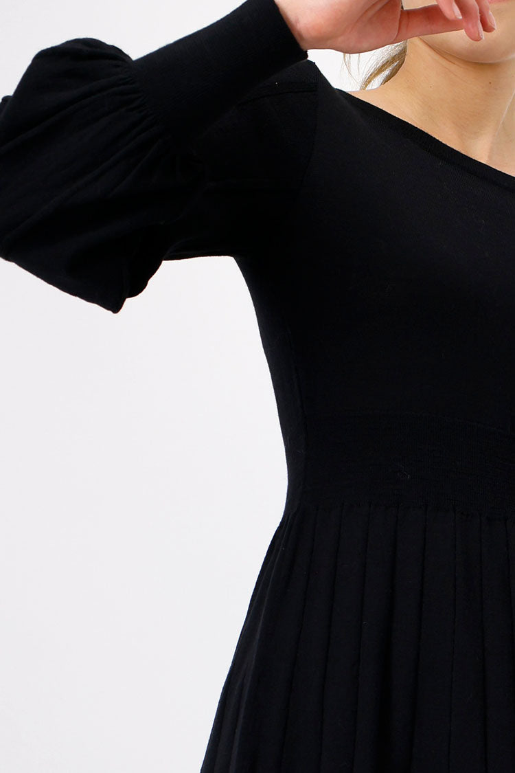 Pleated Knit Mini Dress