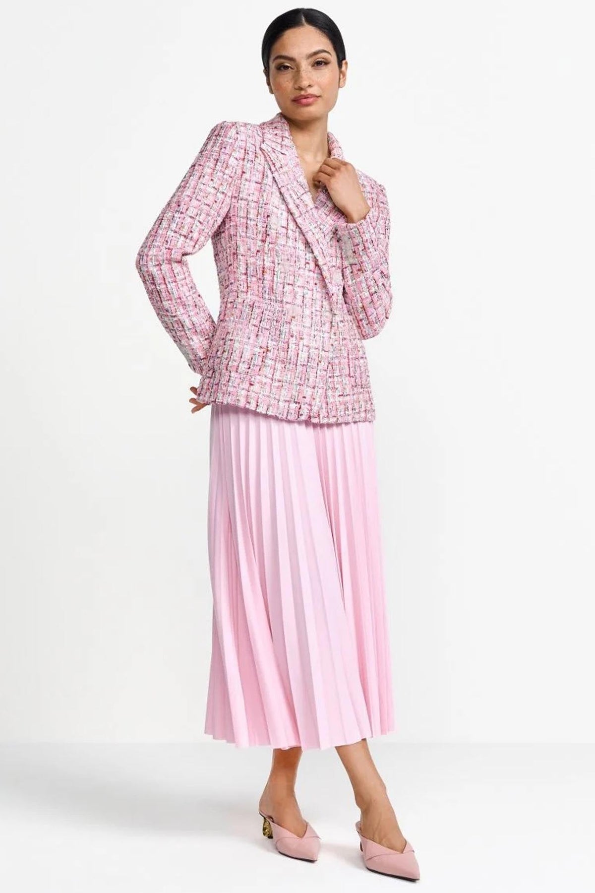 Pleated Skirt with Elastic Waistband in Spring Blush
