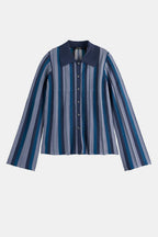 Pleated Collared Cardigan in Carbon