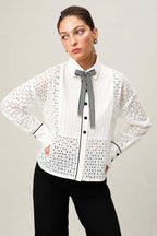 Plisse Shirt in Ivory