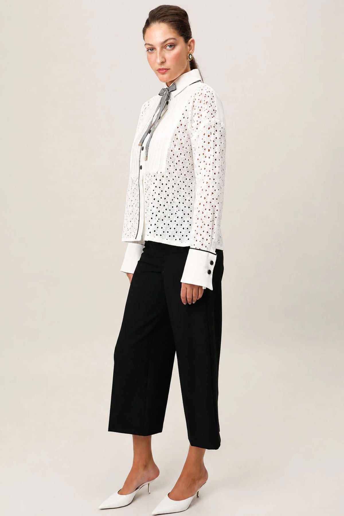 Plisse Shirt in Ivory
