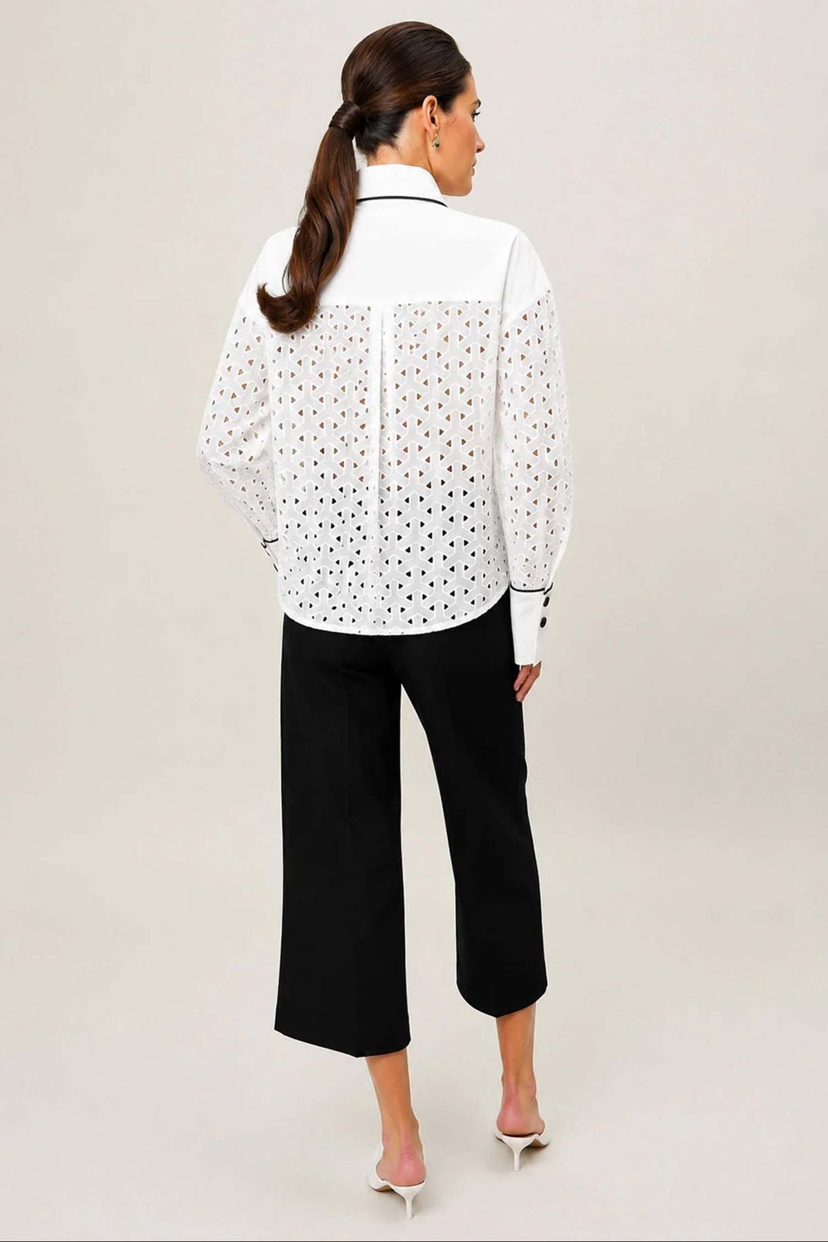 Plisse Shirt in Ivory