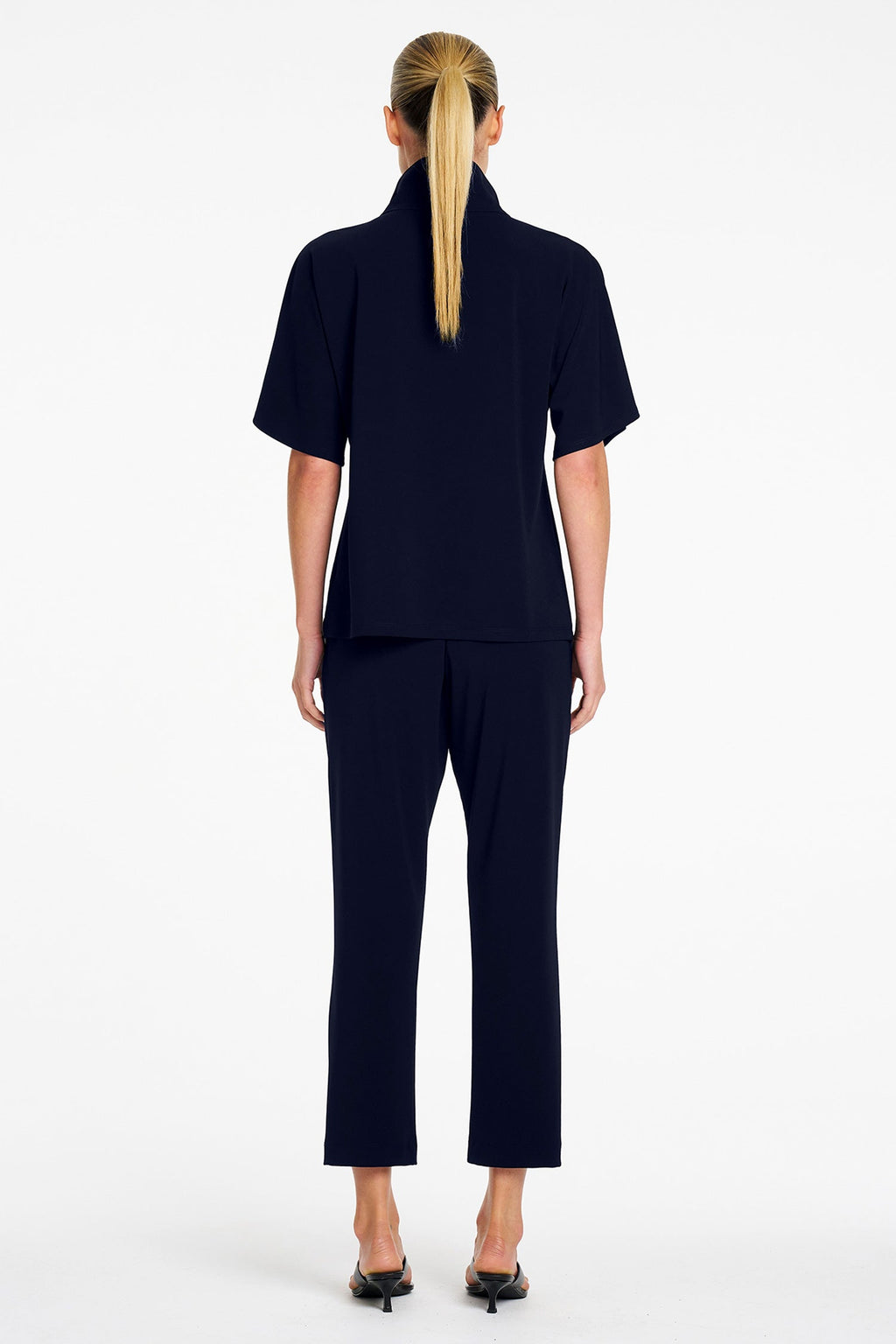 Zip Flute Top in True Navy