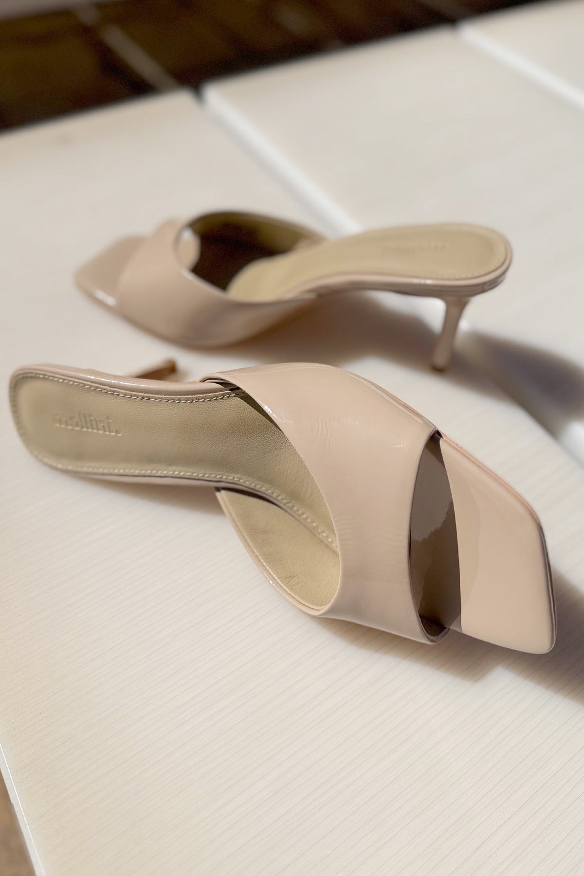 Preetence Patent Leather Heels in Latte
