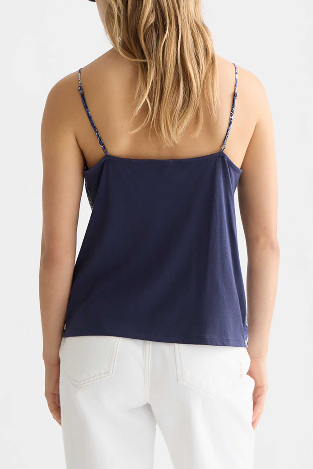 Printed Jersey Back Tank Top in Lucky Bandana Dress Blues