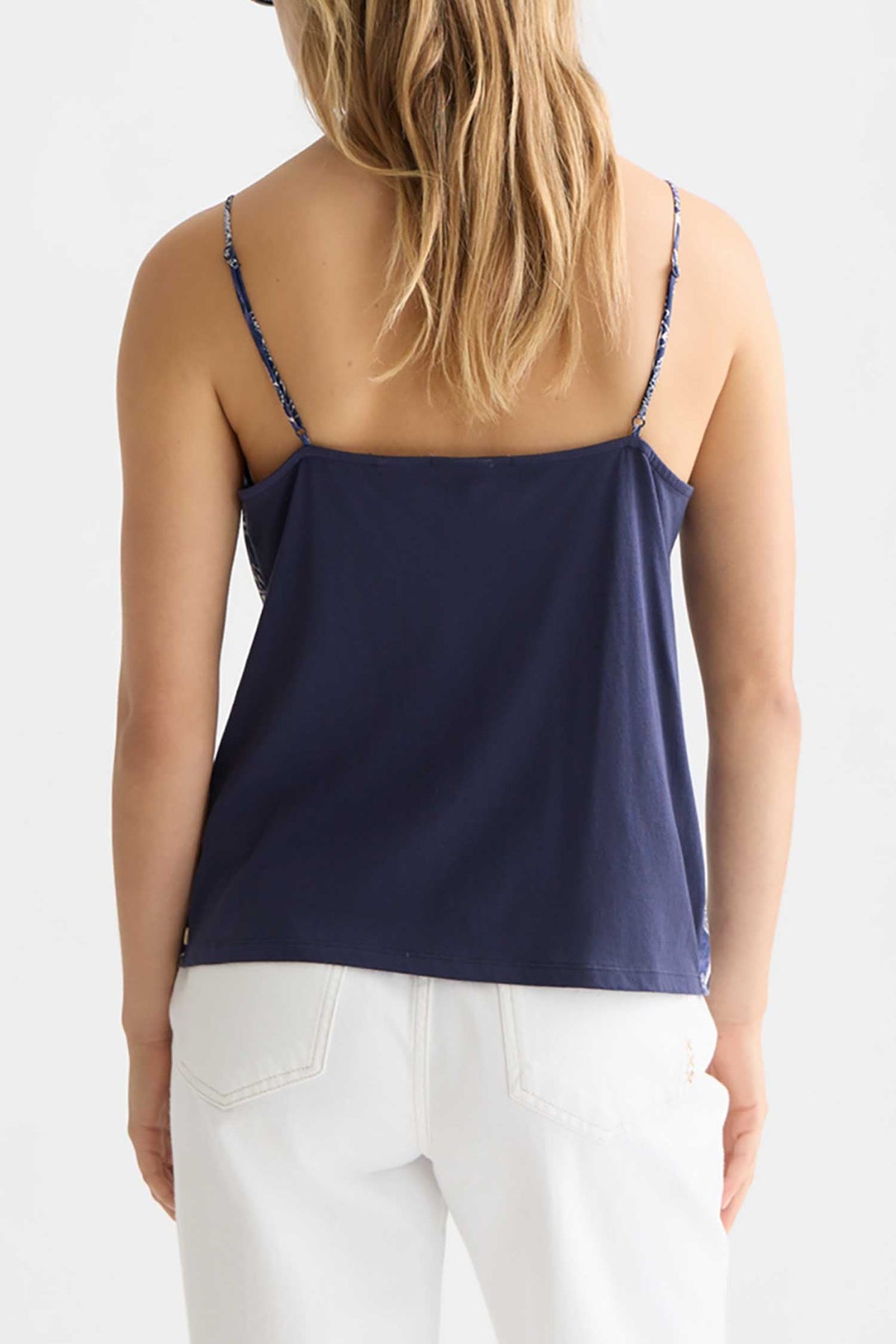 Printed Jersey Back Tank Top in Lucky Bandana Dress Blues