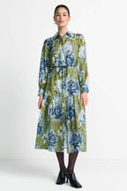 Printed Midi Dress in Urban Lime