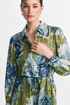 Printed Midi Dress in Urban Lime