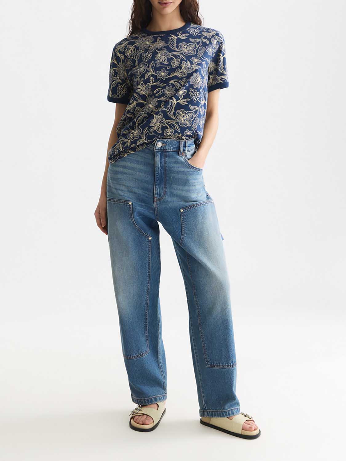 Printed Regular-Fit T-Shirt in Lucky Bandana Dress Blues