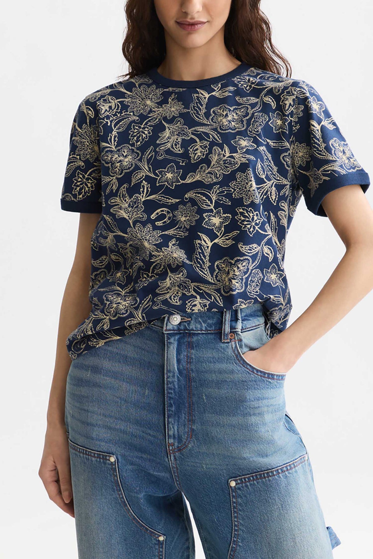 Printed Regular-Fit T-Shirt in Lucky Bandana Dress Blues