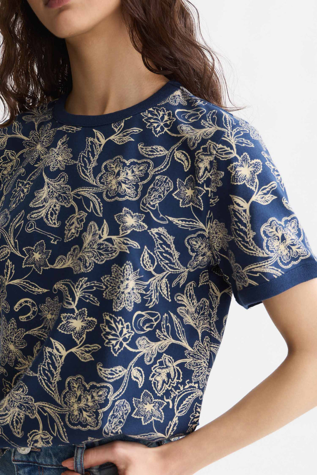 Printed Regular-Fit T-Shirt in Lucky Bandana Dress Blues