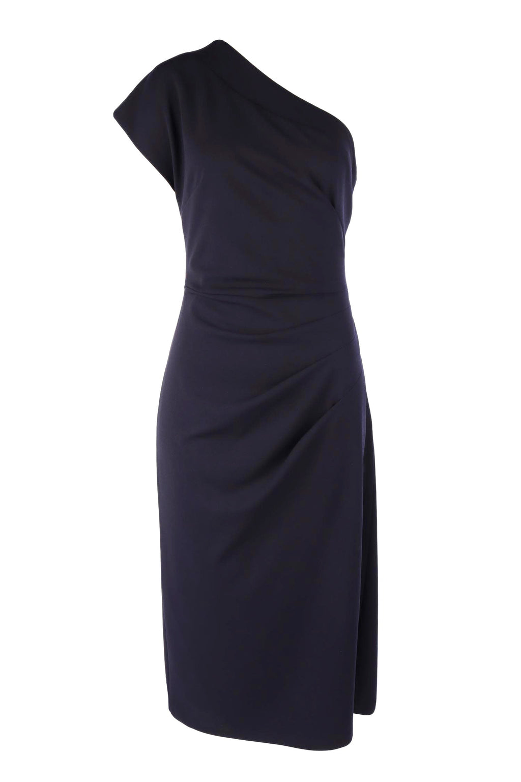 Antonia One Shoulder Midi Dress in Navy