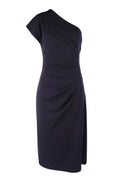 Antonia One Shoulder Midi Dress in Navy