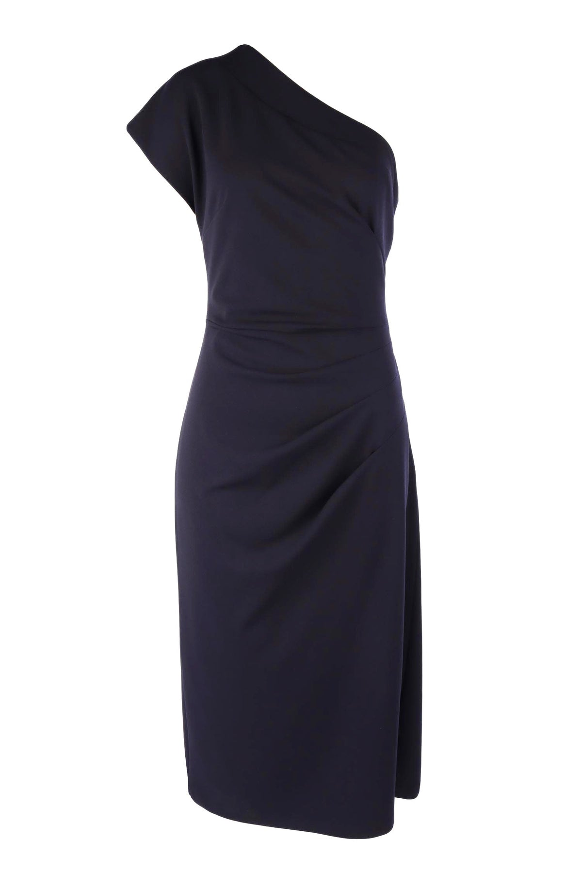 Antonia One Shoulder Midi Dress in Navy