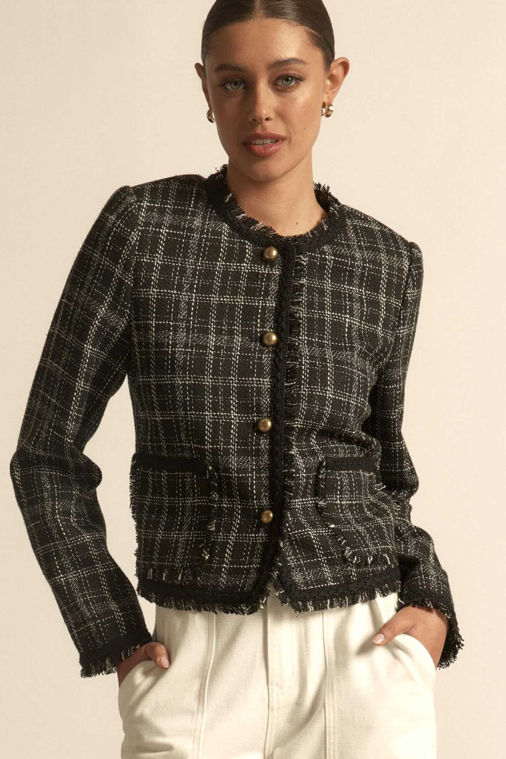 Quill Jacket in Black Porcelain Check