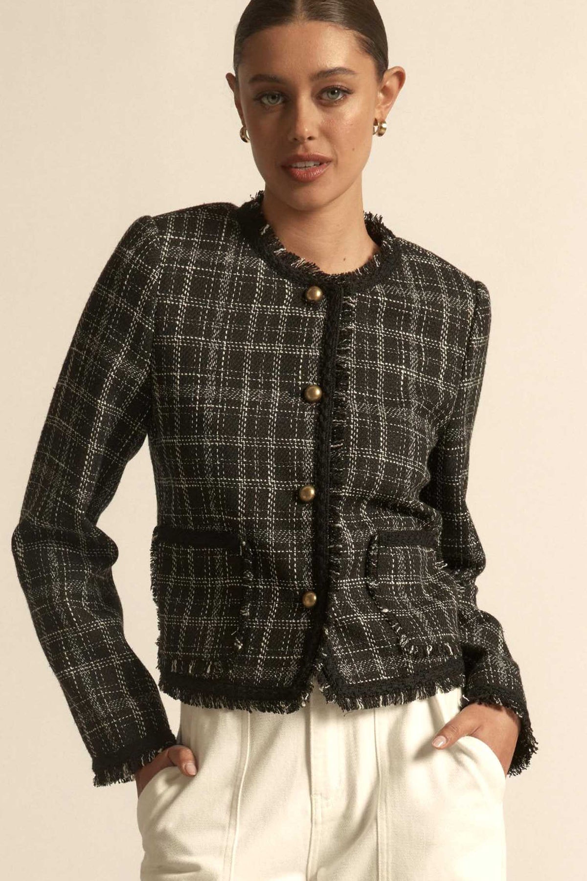 Quill Jacket in Black Porcelain Check