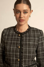 Quill Jacket in Black Porcelain Check