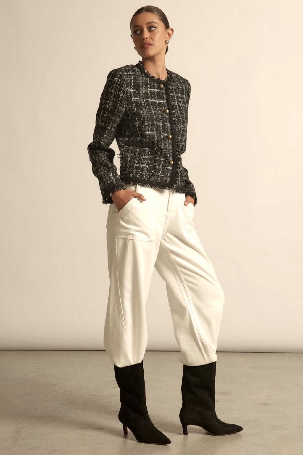 Quill Jacket in Black Porcelain Check
