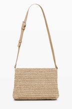 Raffia Venecia Half Logo Shoulder Bag in Natural