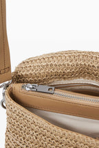 Raffia Venecia Half Logo Shoulder Bag in Natural