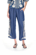 Randal Cropped Paperbag Pant in Denim Blue