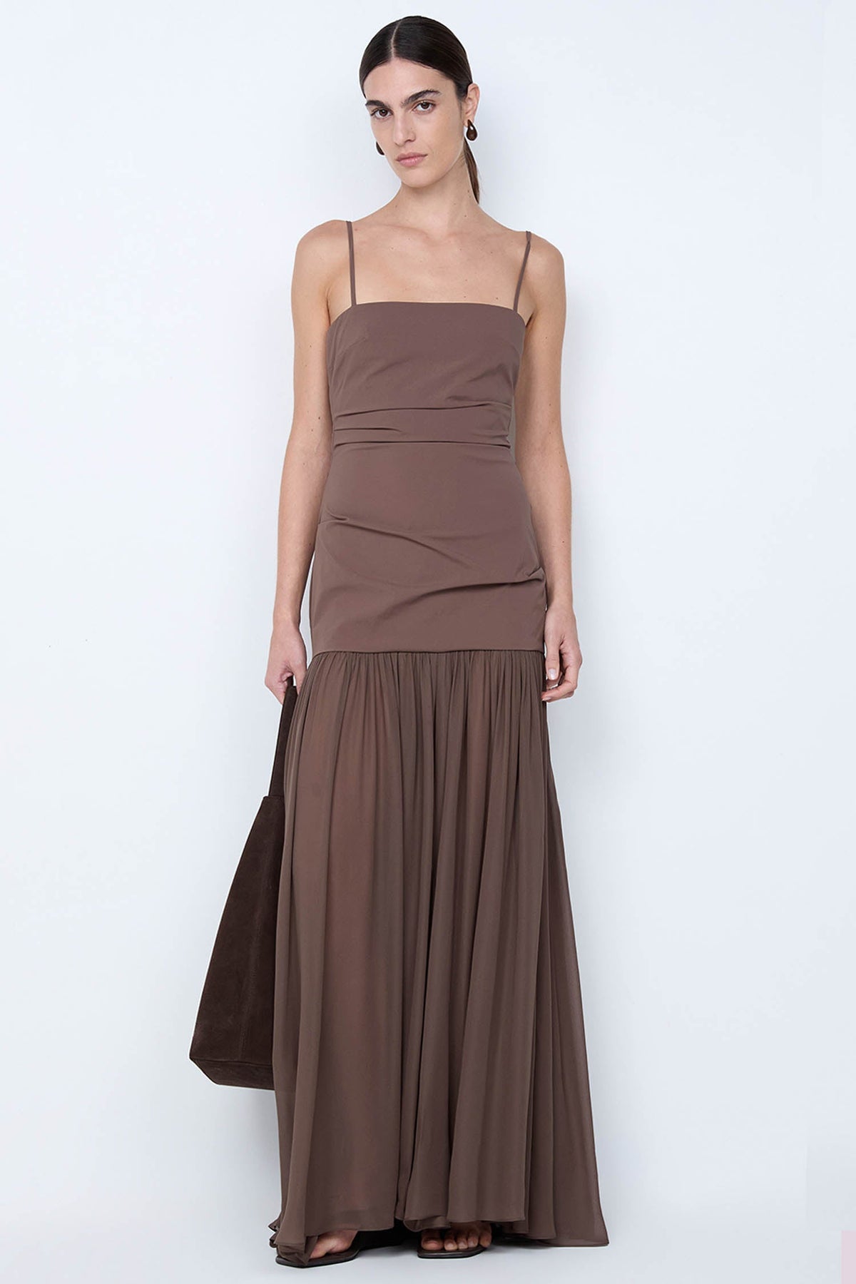 Reid Drop Waist Maxi Dress in Milk Chocolate | FINAL SALE