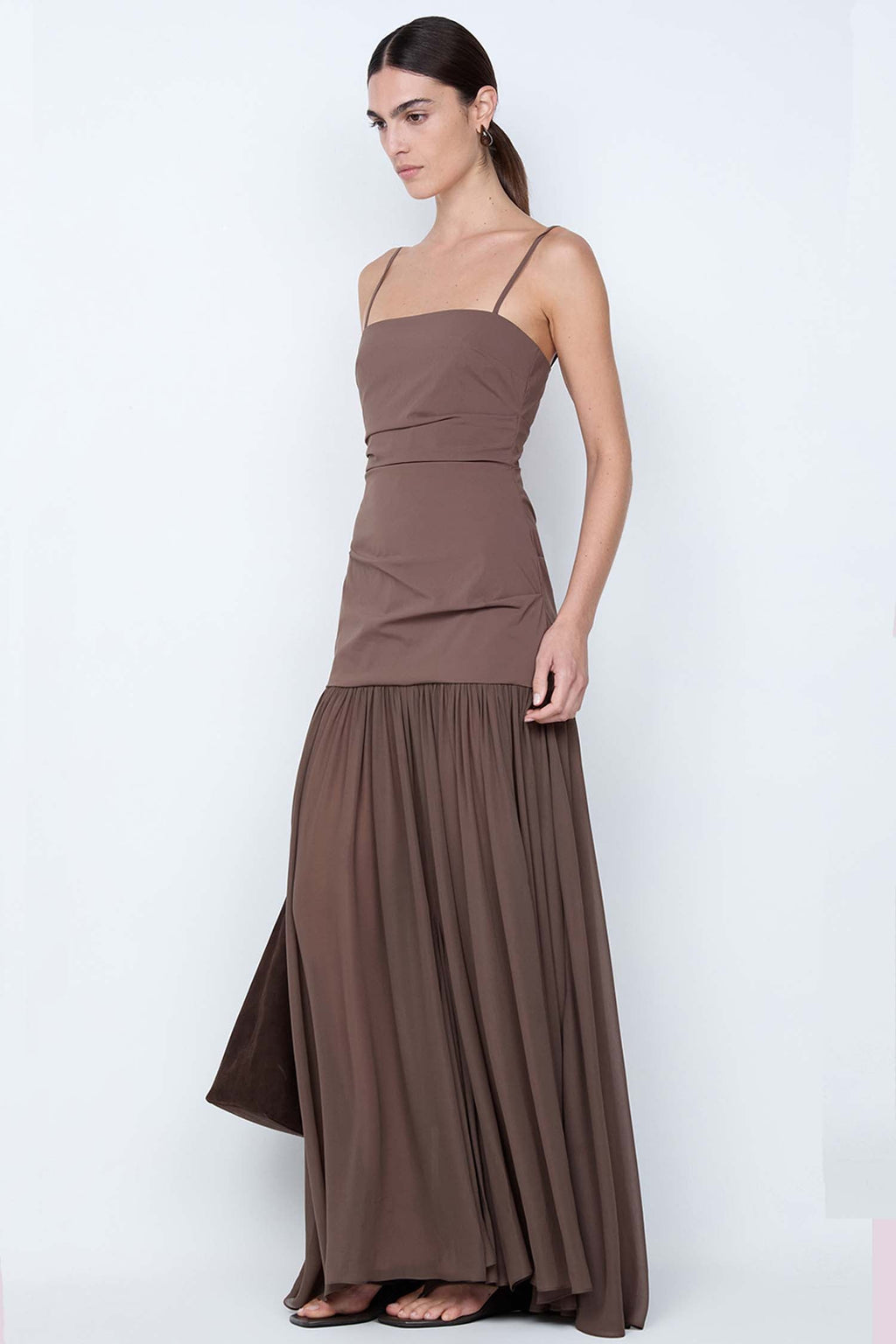 Reid Drop Waist Maxi Dress in Milk Chocolate | FINAL SALE