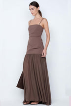 Reid Drop Waist Maxi Dress in Milk Chocolate | FINAL SALE