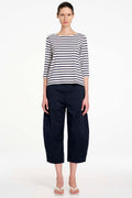 Relaxed Boat Neck in White/Ink