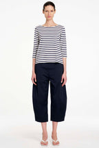 Relaxed Boat Neck in White/Ink