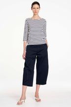 Relaxed Boat Neck in White/Ink