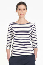Relaxed Boat Neck in White/Ink