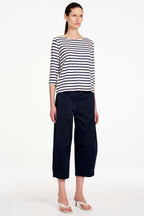 Relaxed Boat Neck in White/Ink