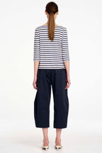 Relaxed Boat Neck in White/Ink
