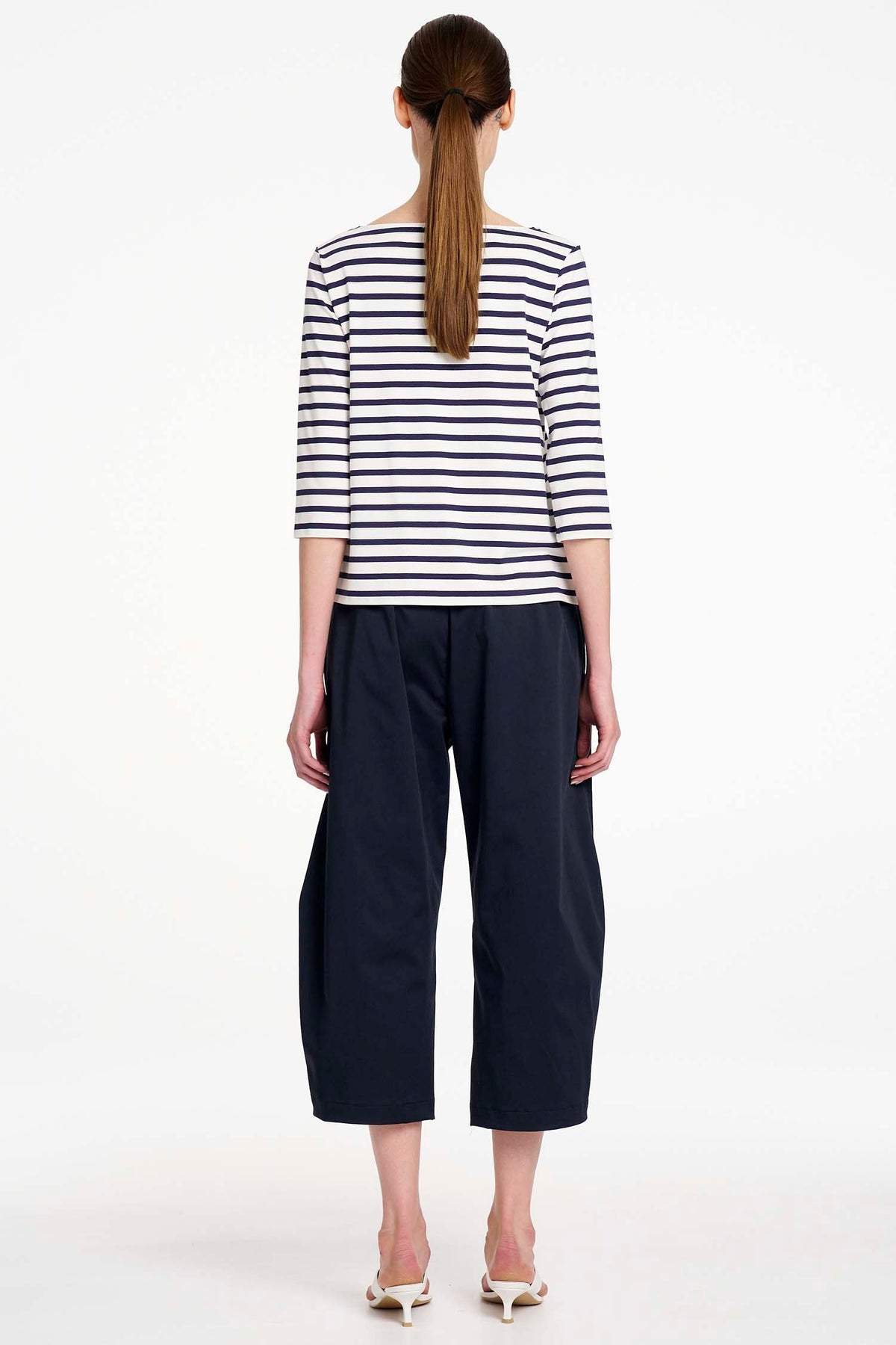 Relaxed Boat Neck in White/Ink