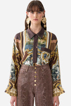 Relaxed Collared Shirt with Pocket in Animals In The Palace