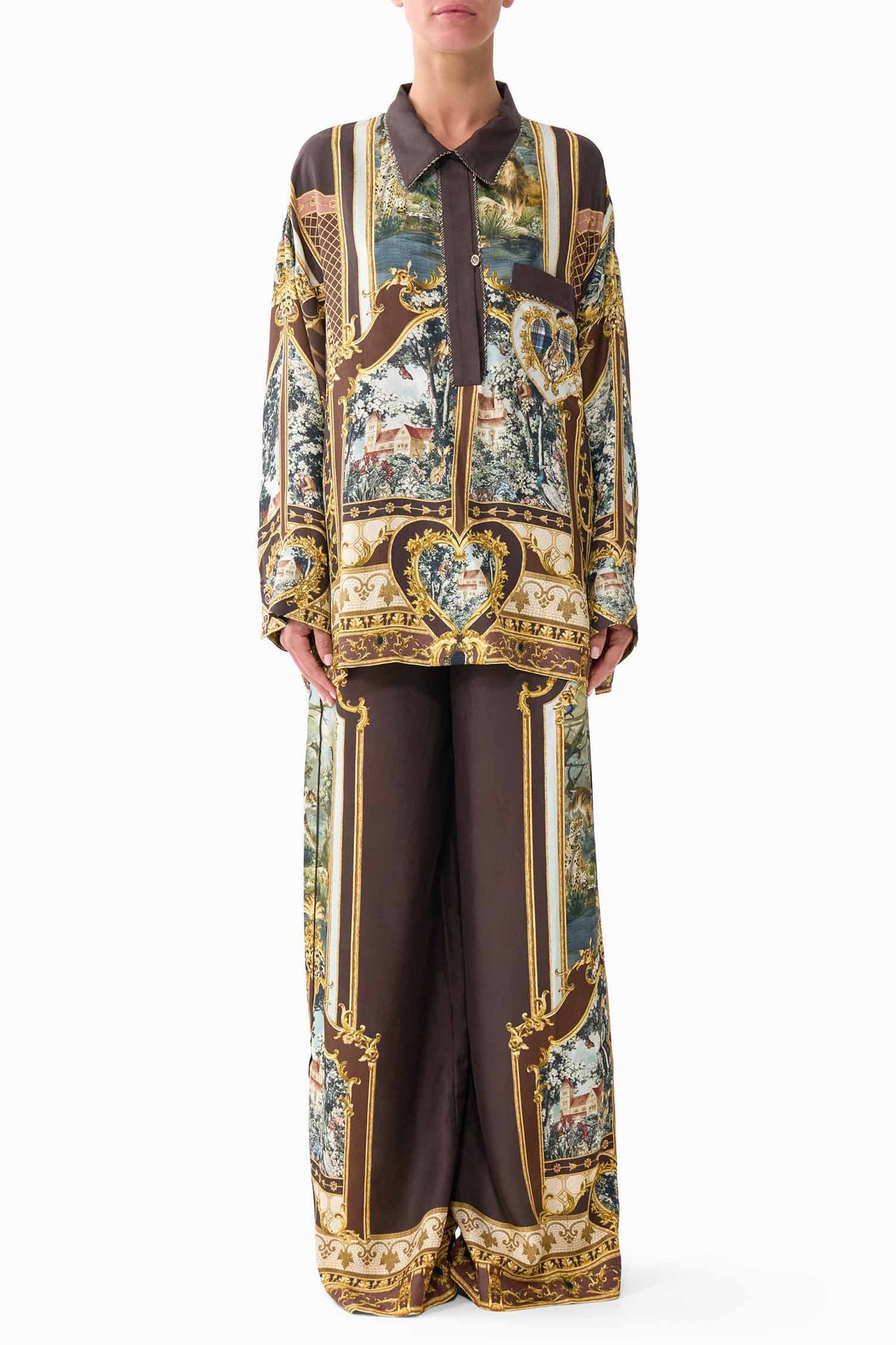 Relaxed Collared Shirt with Pocket in Animals In The Palace