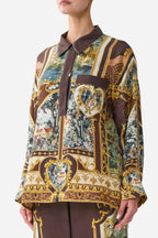 Relaxed Collared Shirt with Pocket in Animals In The Palace