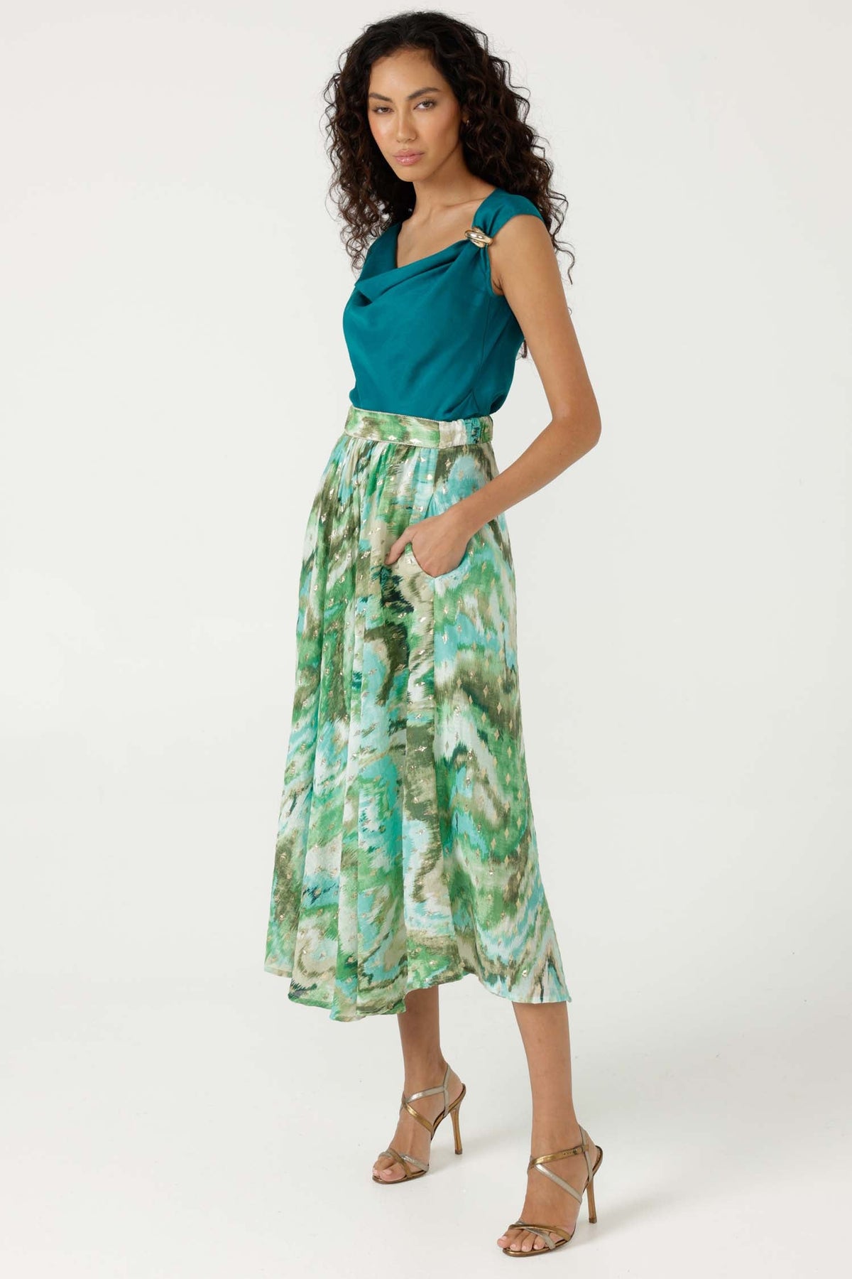 Rhodes Skirt in Green Turquoise