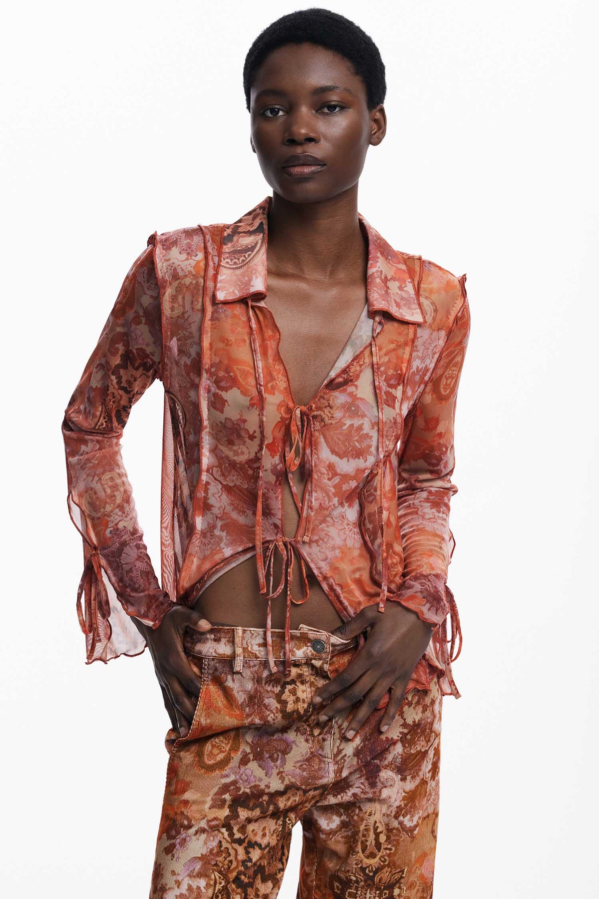 Romantica Paisley Corduroy Pant in Naranja
