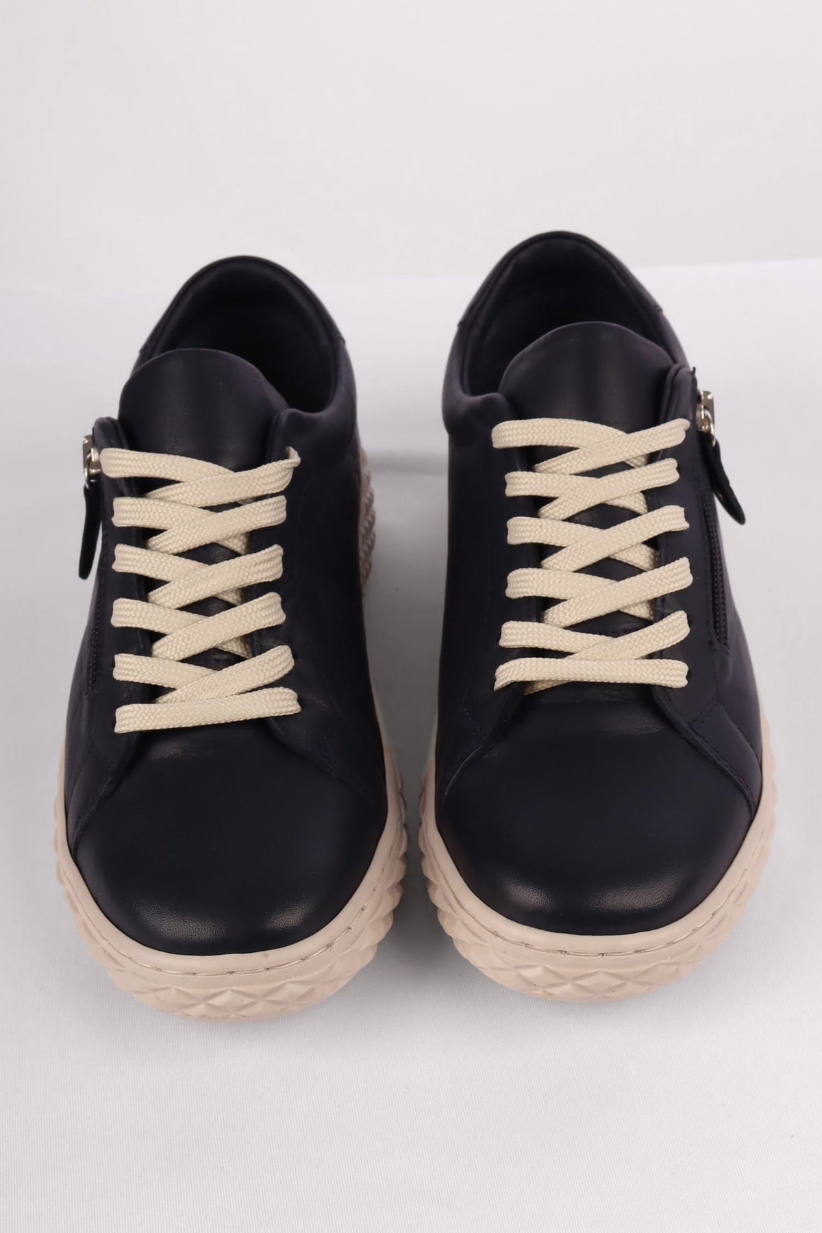 Rose Leather Sneaker in Navy