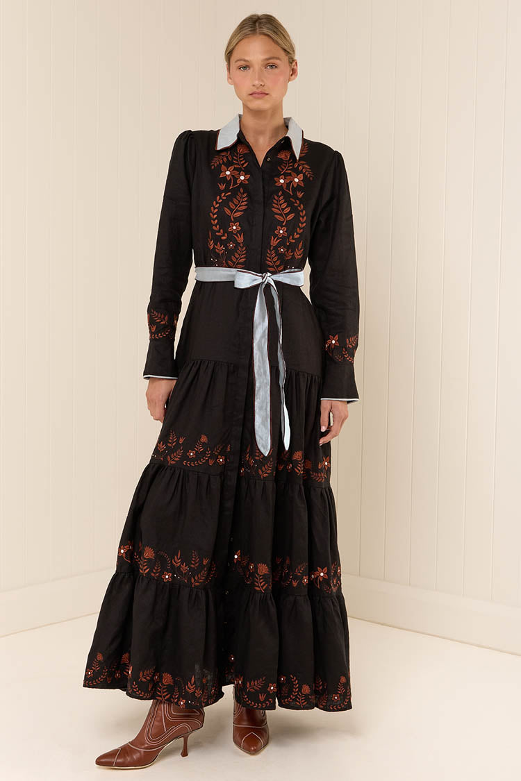 Rosewood Embroidery Maxi Dress | FINAL SALE